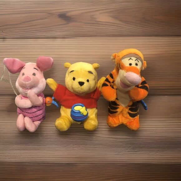Winnie The Pooh Piglet Tigger 4” Wind Plush Toys Fisher Price Disney Not Working - Picture 1 of 16